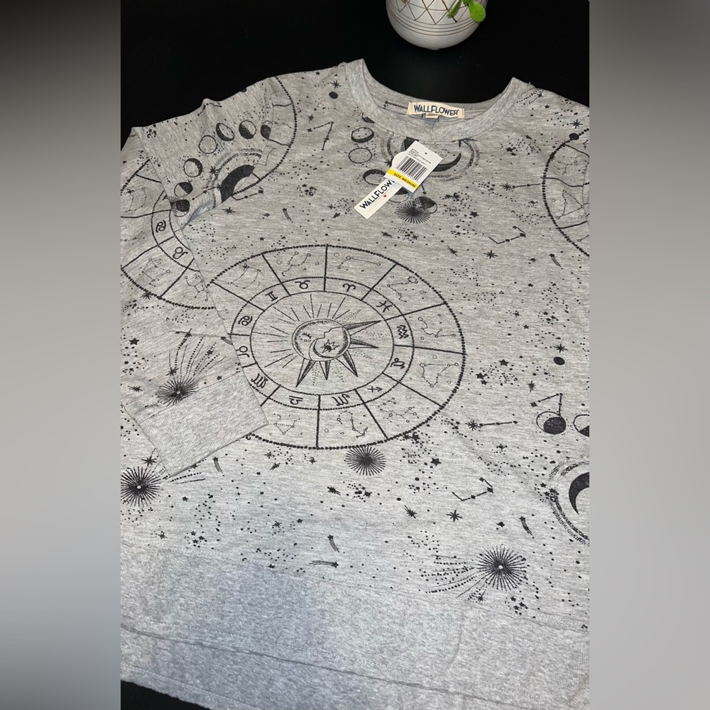 Wallflower Astronomy Gray Pullover Top NWT Size Medium
